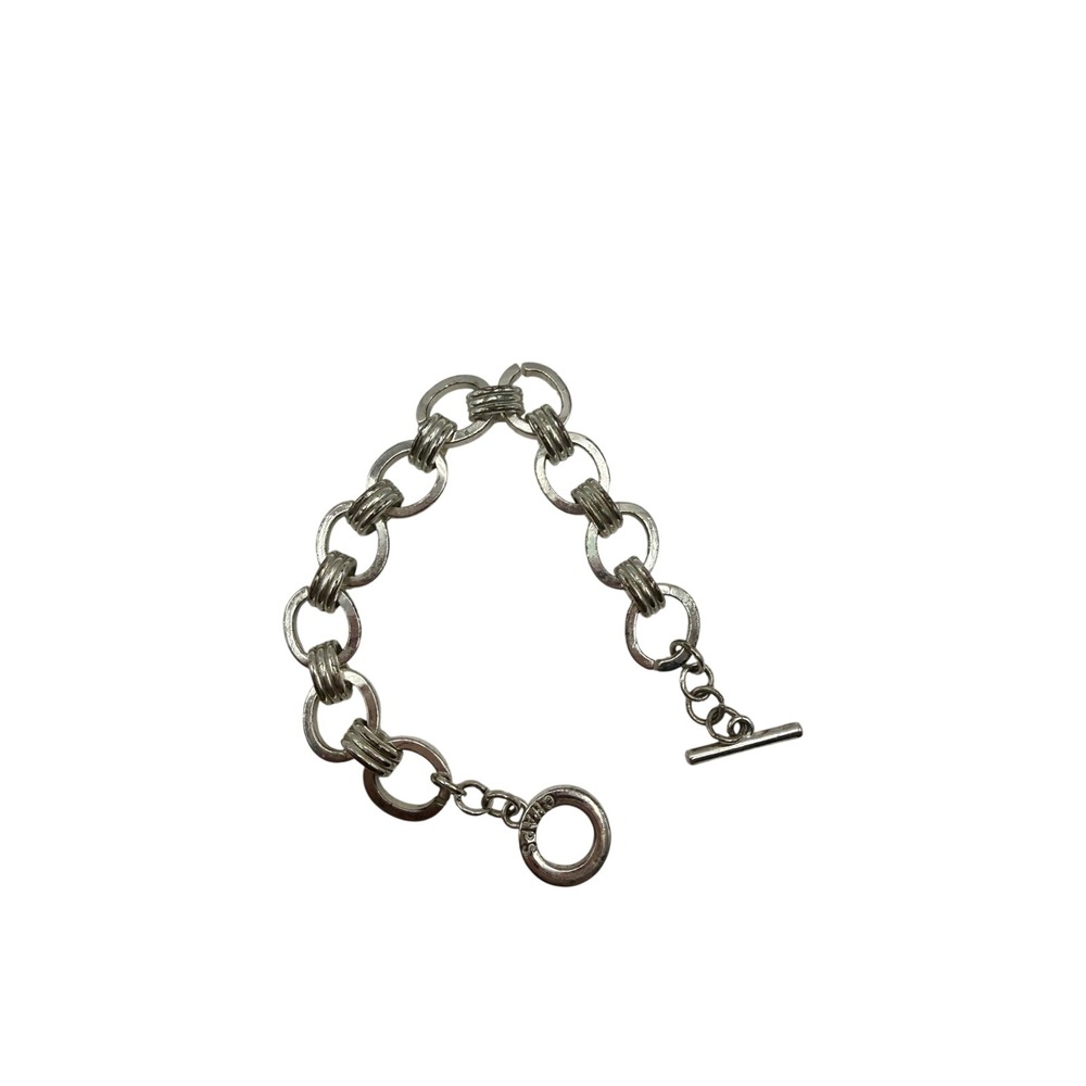 Chaps Link Bracelet Womens 7.75 Silver Tone Toggle Clasp Chunky Chain Classic